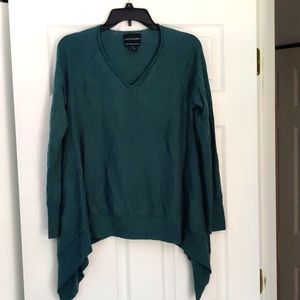 Sea green merino wool v-neck sweater
